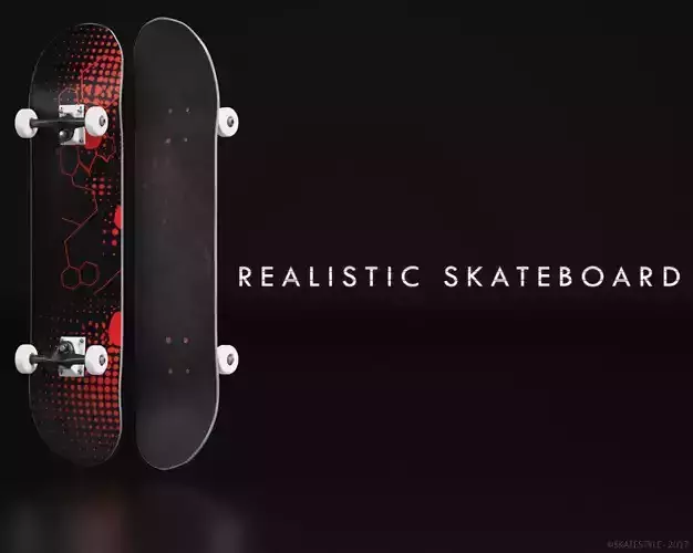 Realistic Rigged Skateboard - Rig for Cinema 4D Low-poly 3D model