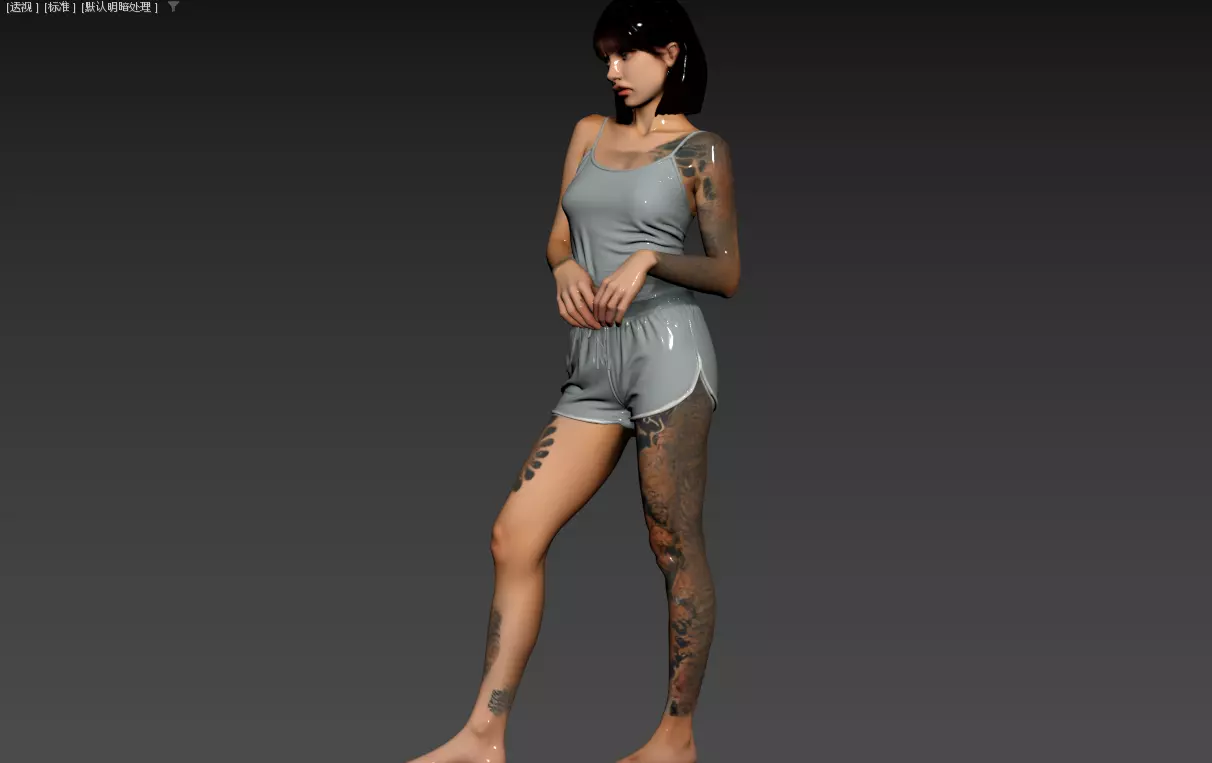 A171- Chinese Scene - Japanese Girl with Tattoo 3D model
