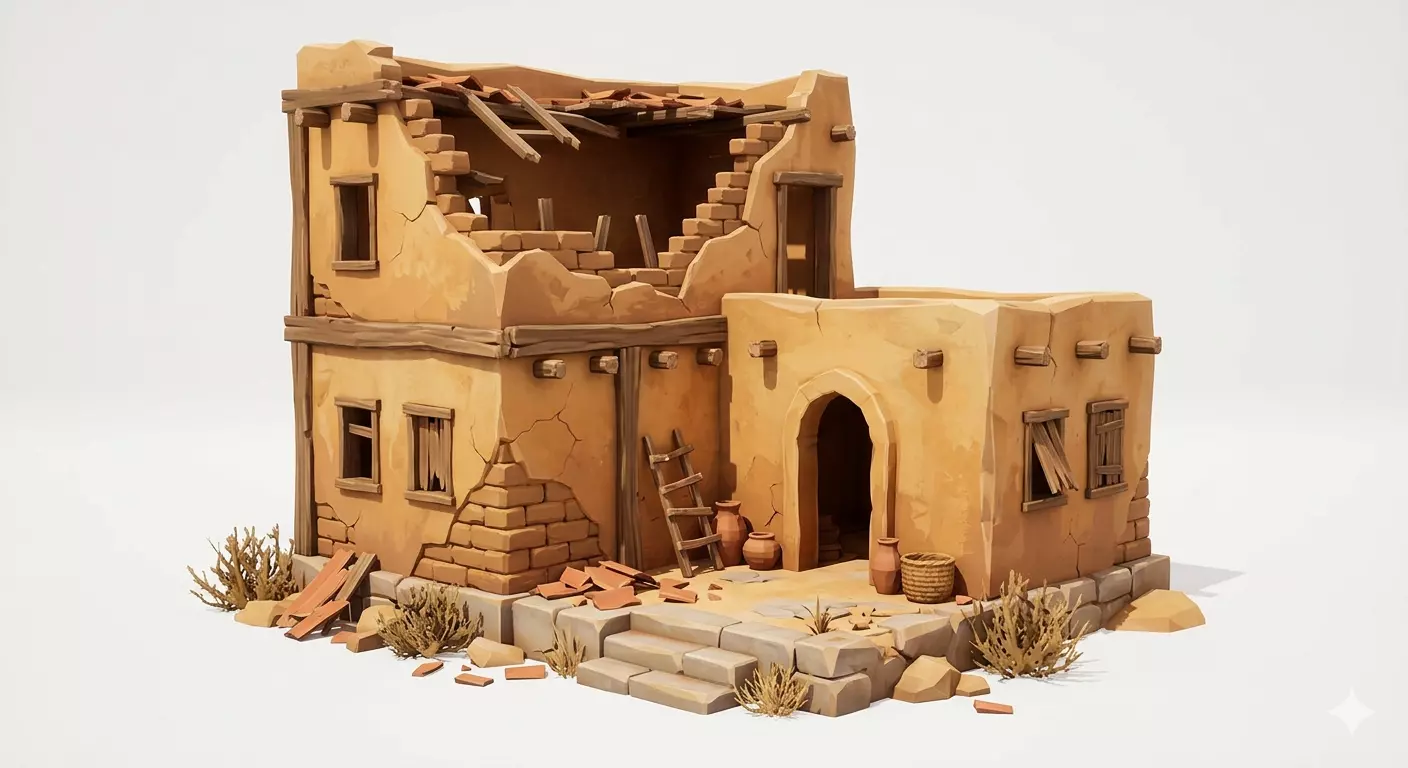 Ancient Mud House Environment 3D Model 3D print model
