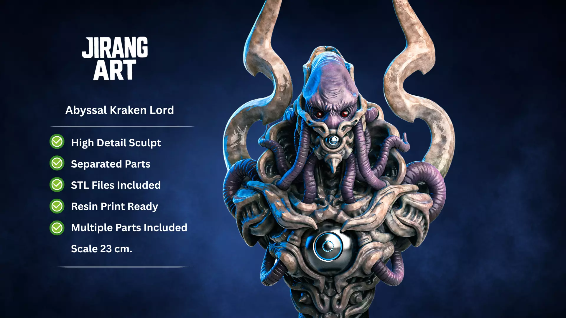 Abyssal Kraken Lord Alien Squid Bust STL Printable Figure 3D print model