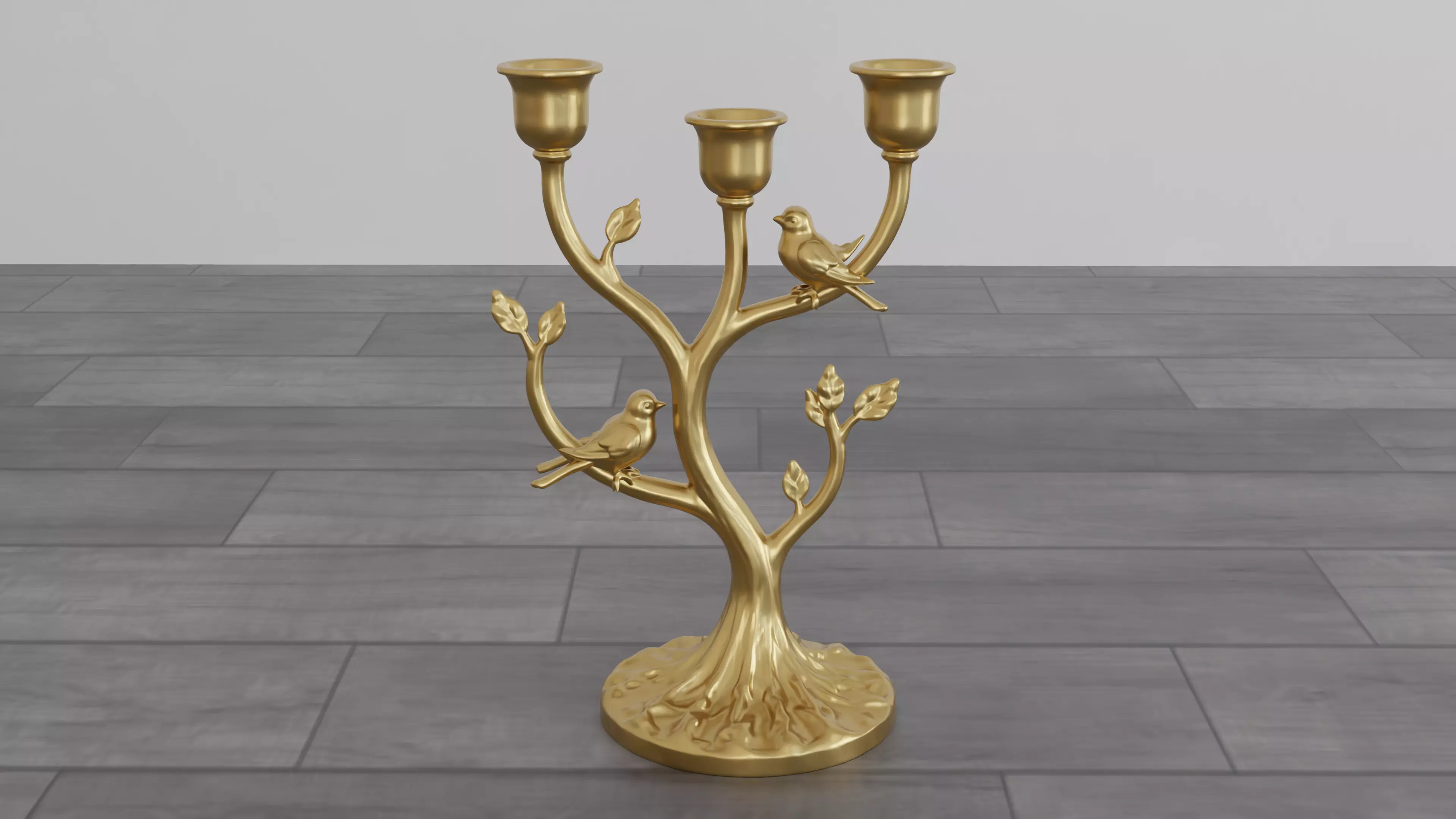 Golden Tree Bird Candle Holder STL 3D Print Model 3D print model