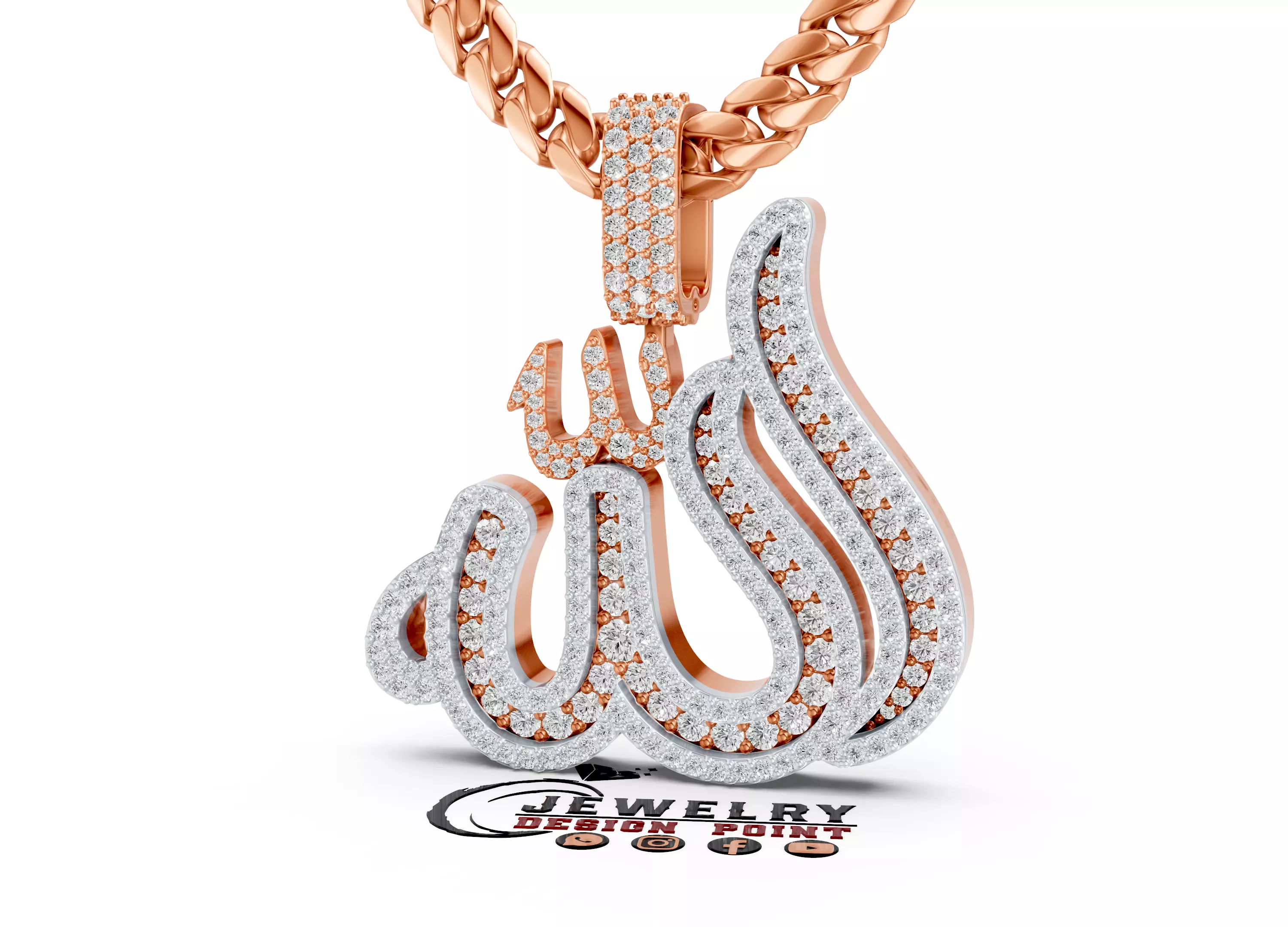 Custom Allah Name Pendant- Allah Islamic Name Diamond Pendant 3D print model