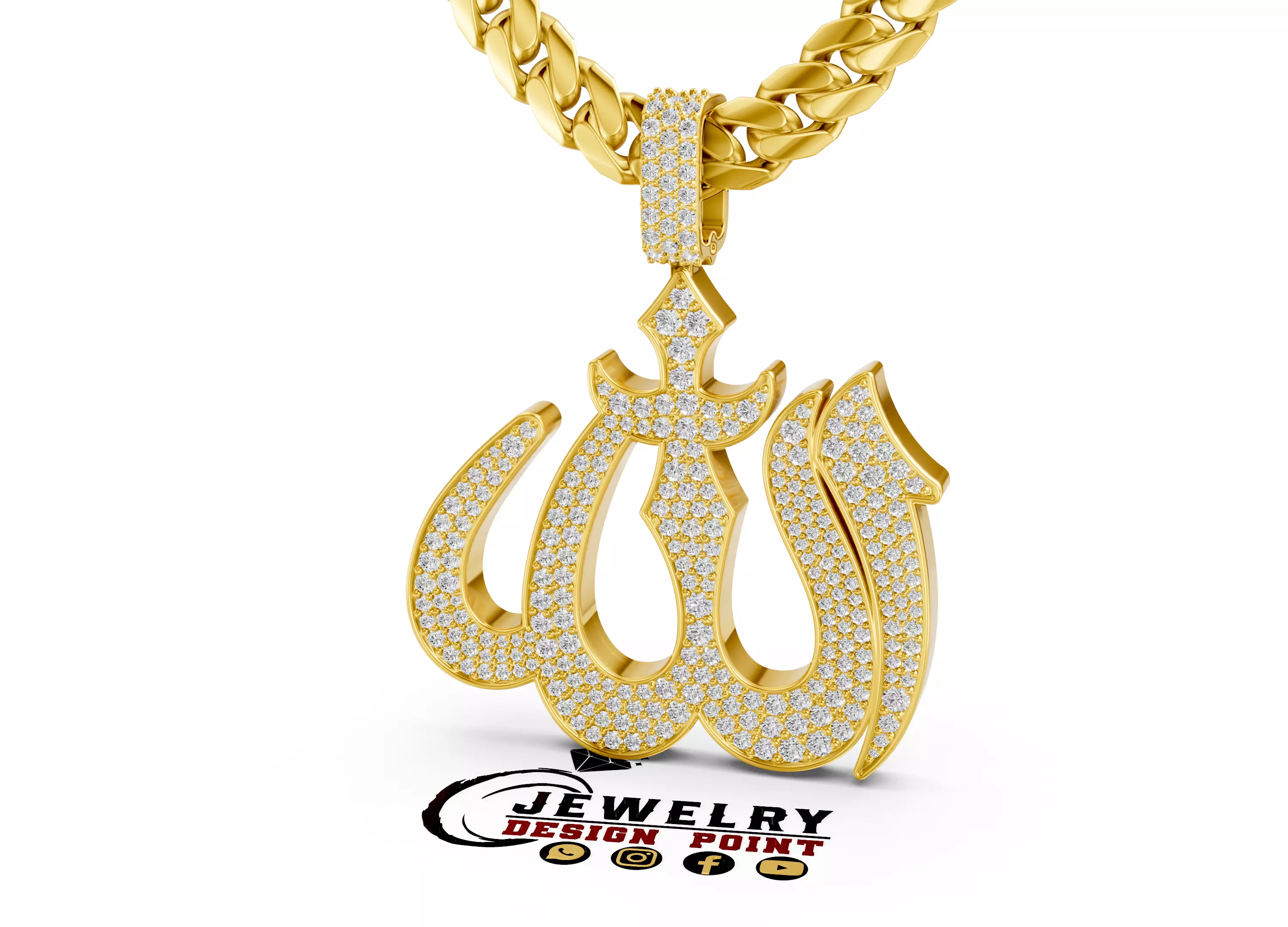 Custom Allah Name Pendant- Allah Islamic Name Diamond Pendant 3D print model