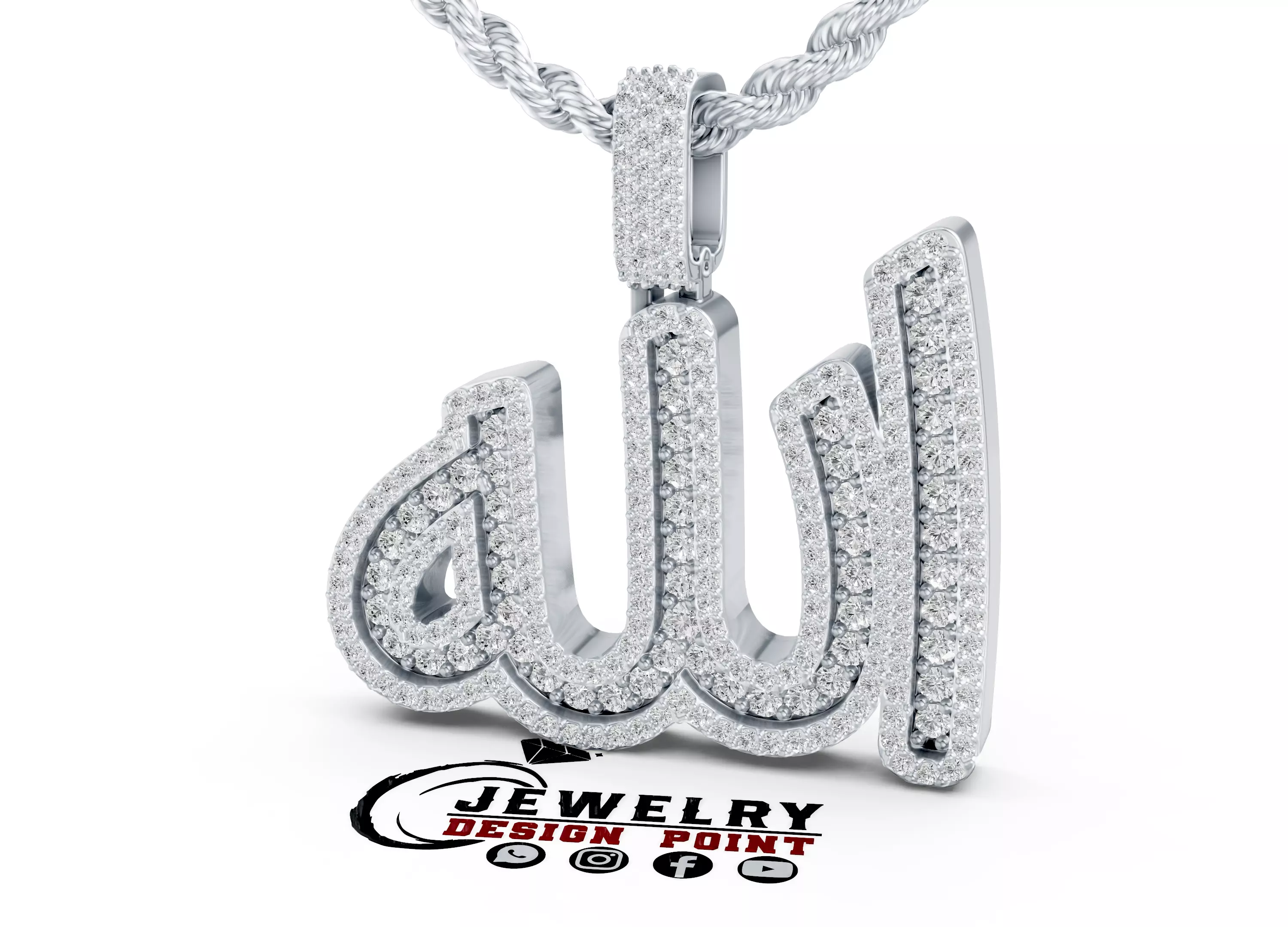 Custom Allah Name Pendant- Allah Islamic Name Diamond Pendant 3D print model