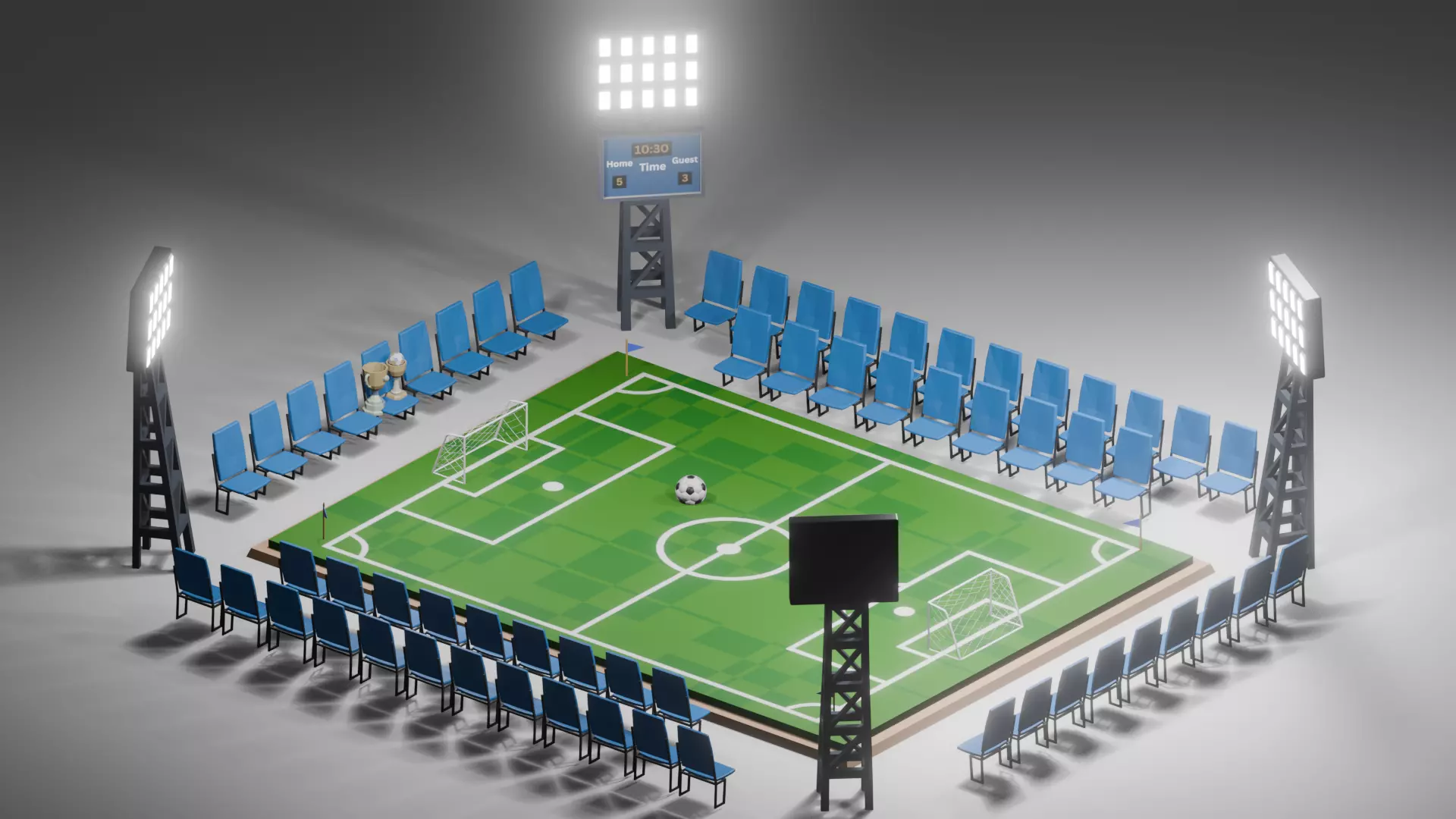 3D model Low Poly Football Stadium Sports Pack - Complete Game Assets ...