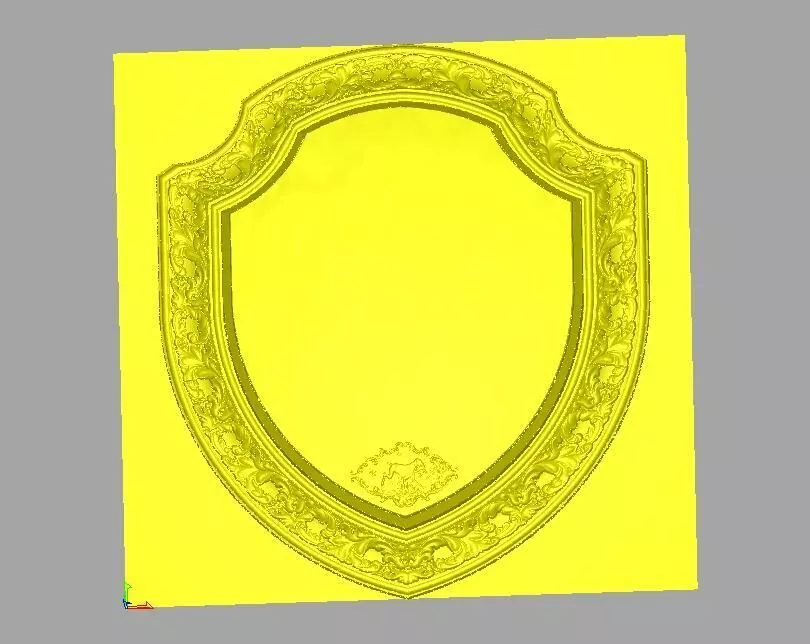 3D STL Model Baroque Shield Frame with Running Horse Emblem Free 3D model