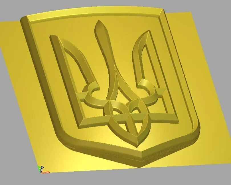 Ukraine Tryzub Patriotic Shield Relief Carving 3D model