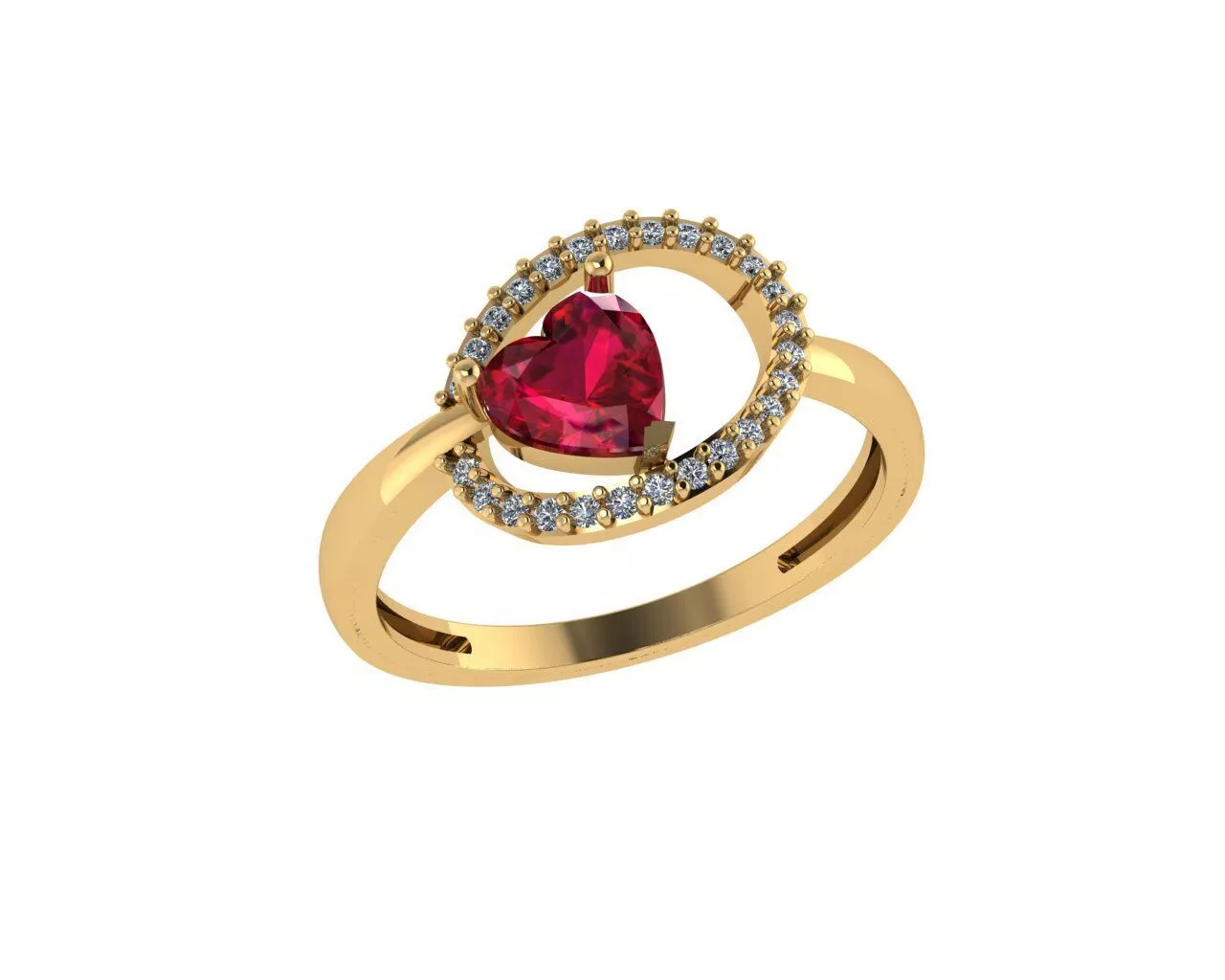 Heart Shaped Red Gemstone Rings 3D print model