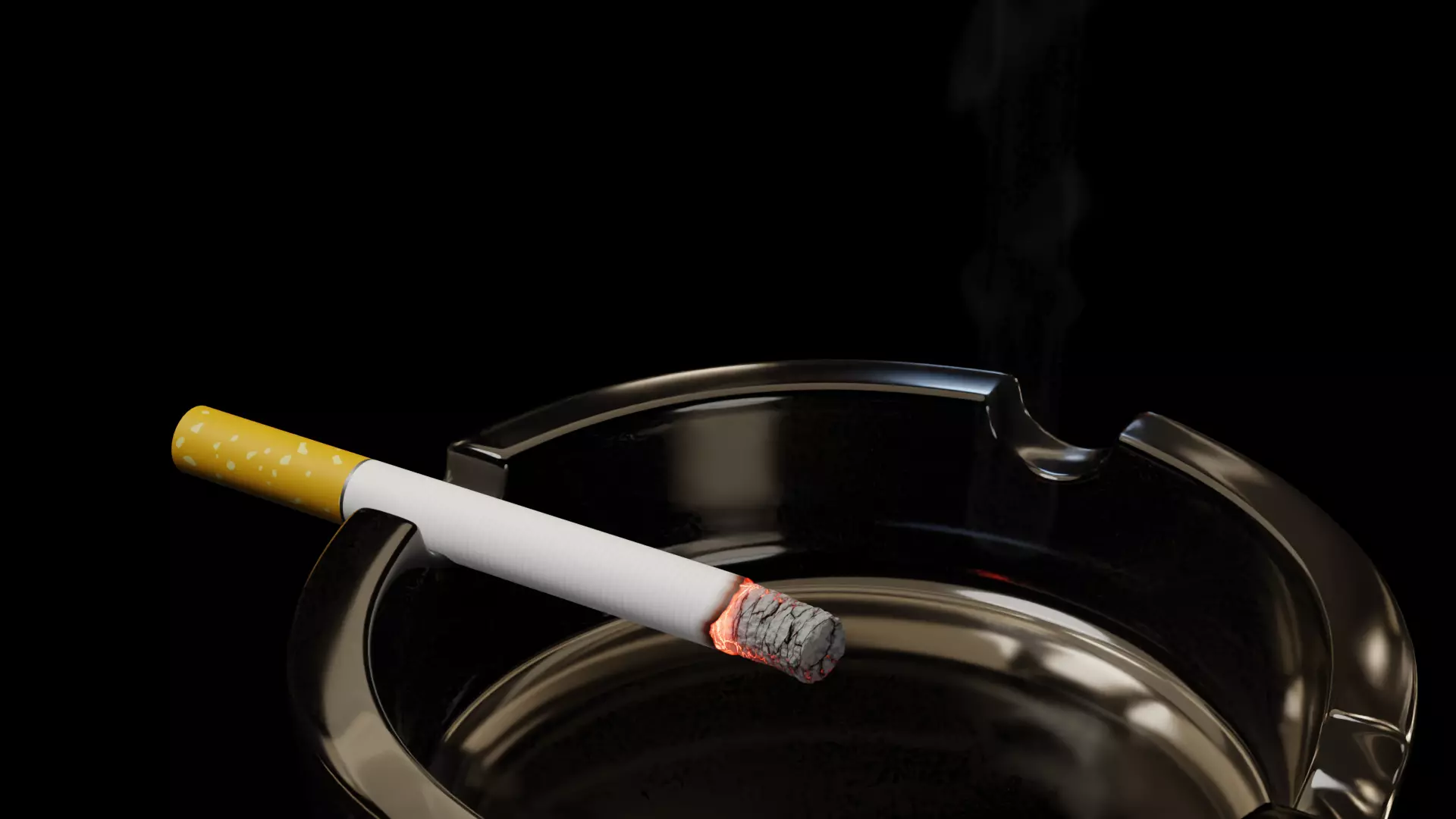Burning Cigarette and Ashtray 3D model