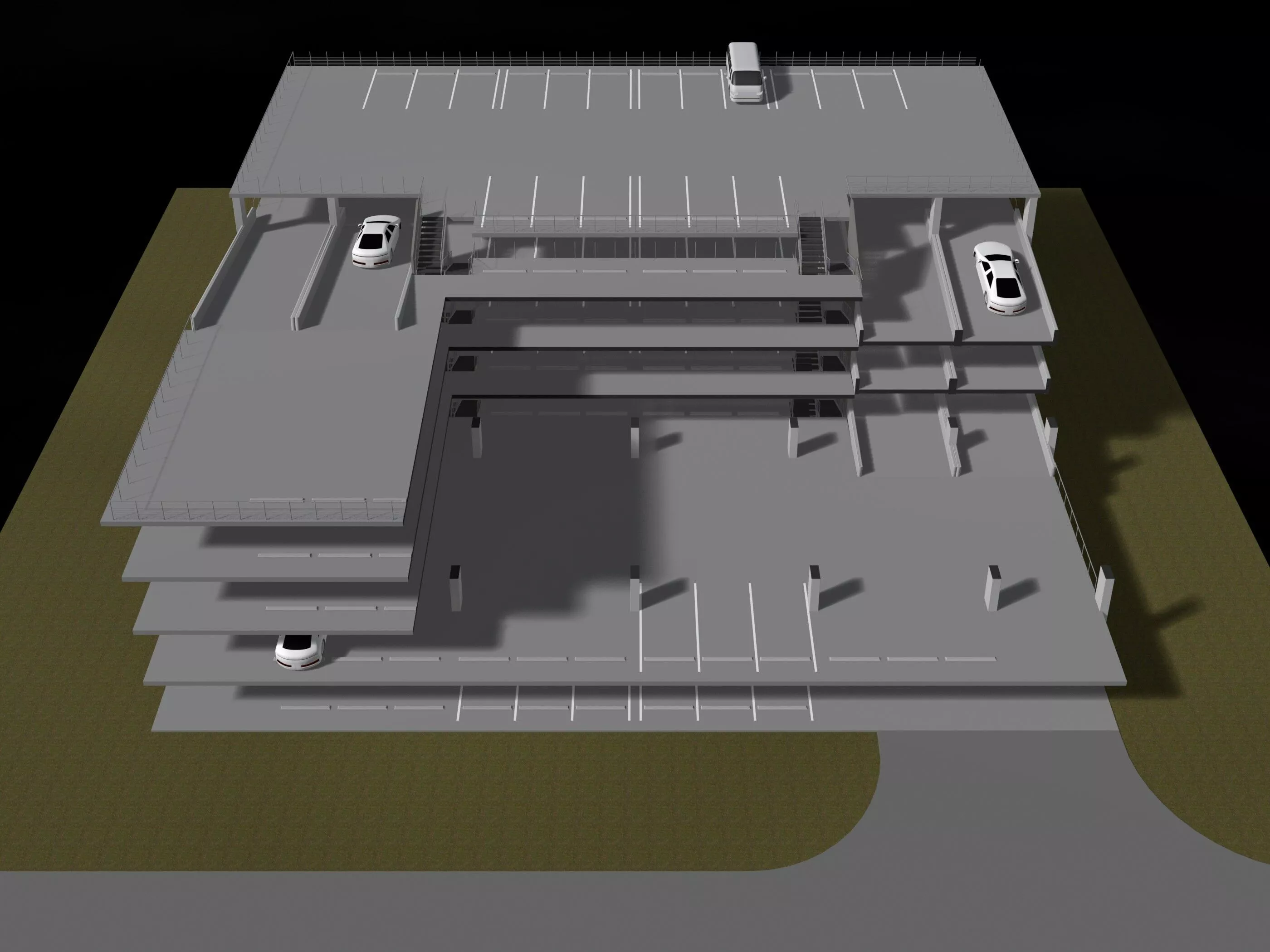 Parking garage building in cutaway section 26-04 3D model