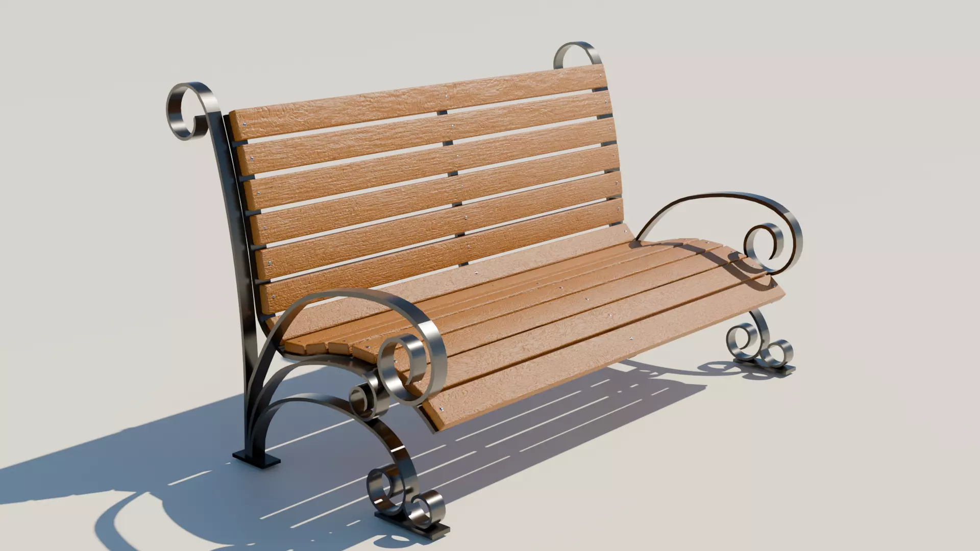 Stylized Park Bench Low-poly 3D model