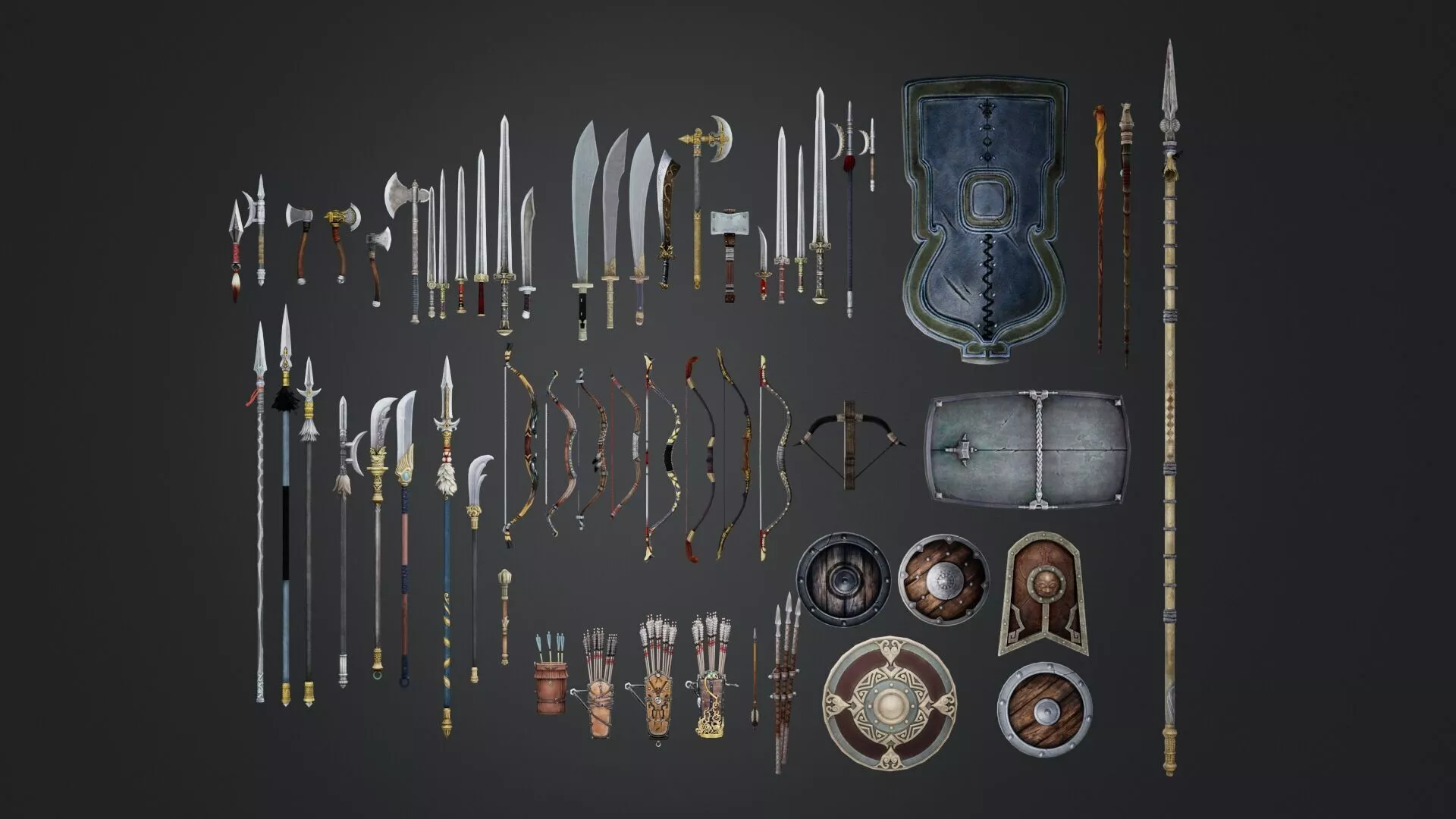 Medieval Cold Weapons 3D Model Collection blender Low-poly 3D model