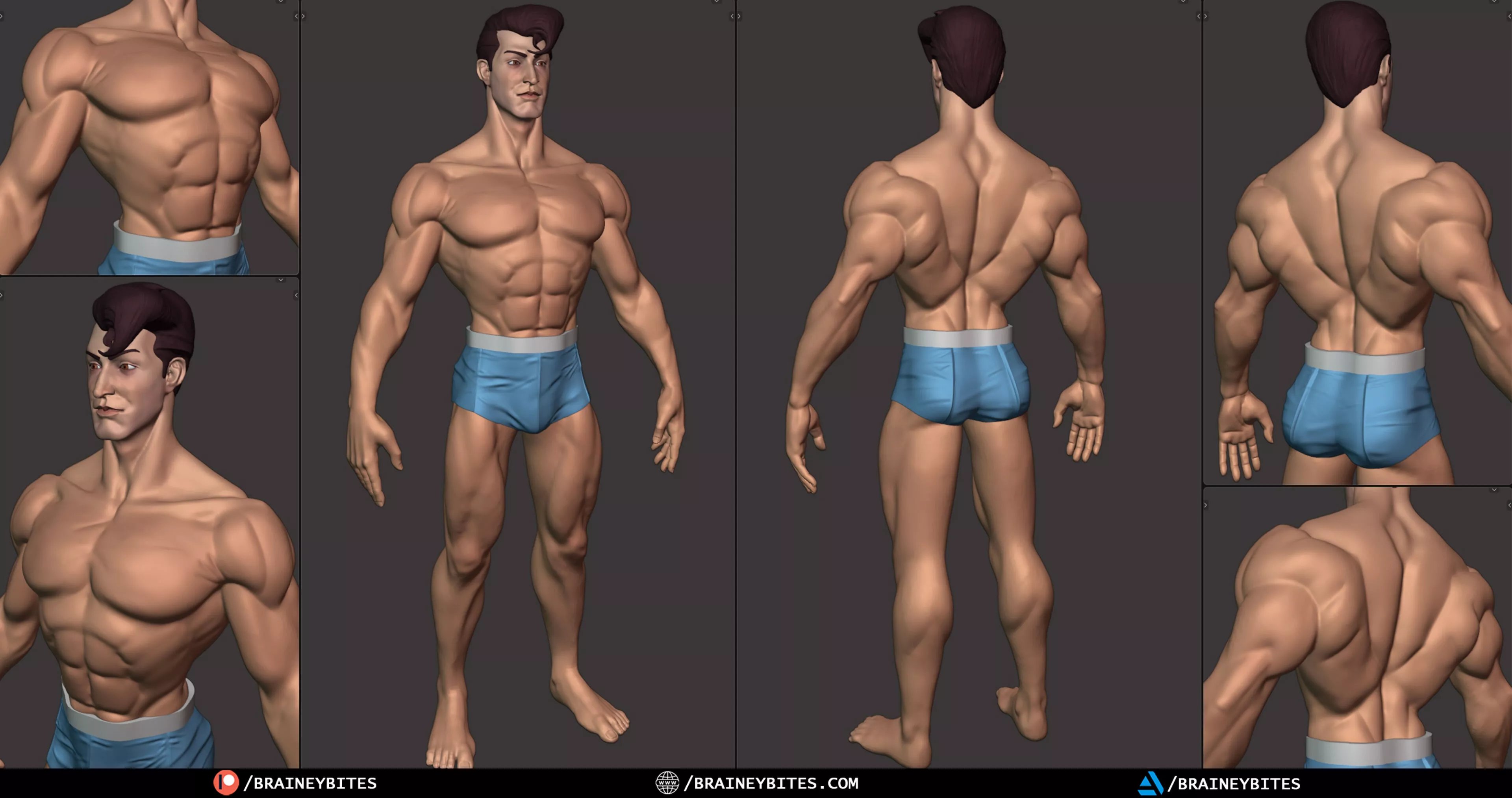 Muscular Heroic Male Base Anatomy FREE GLB Free 3D model