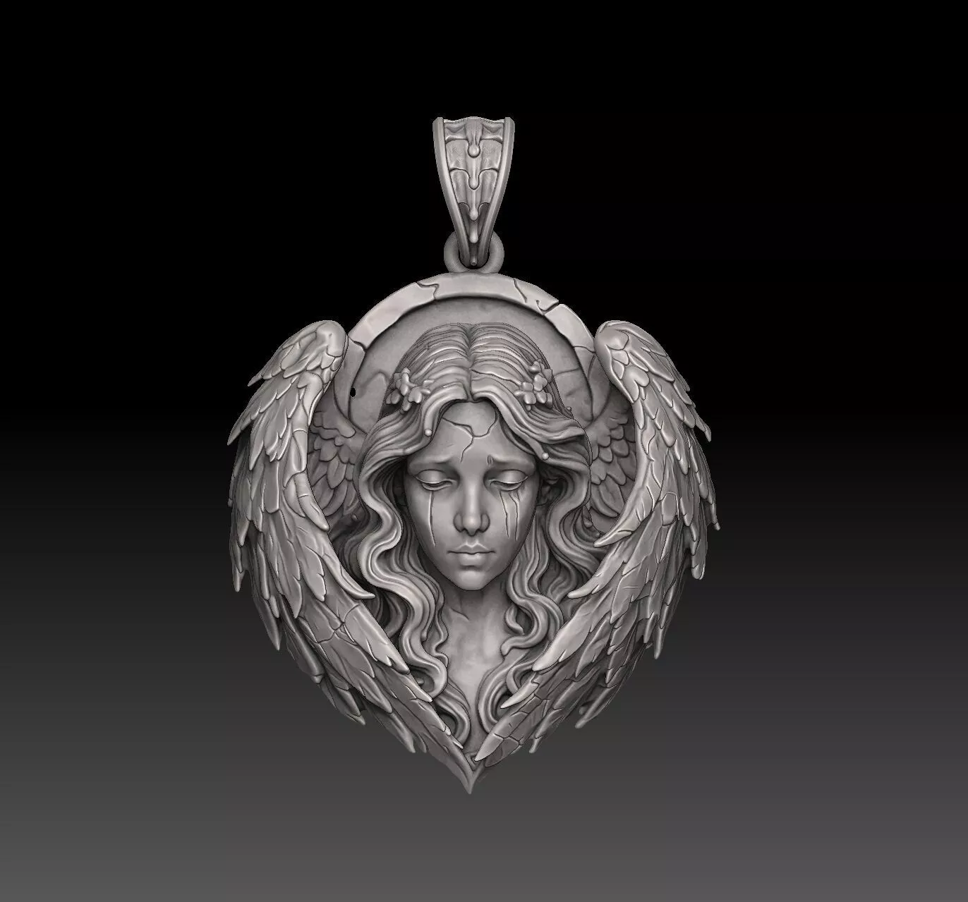 Crying Angel - one inch pendant 3D print model