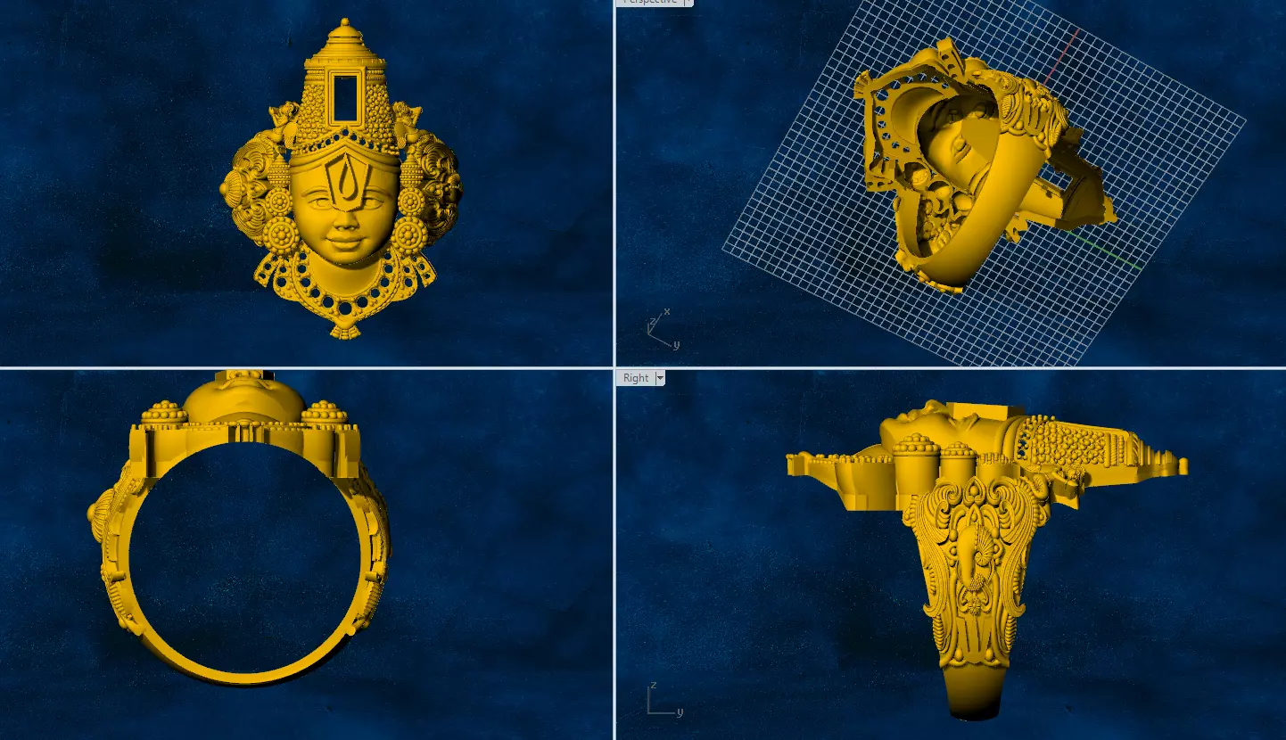 balaji thirupathi govinda raja swami ring gold silver 3D print model