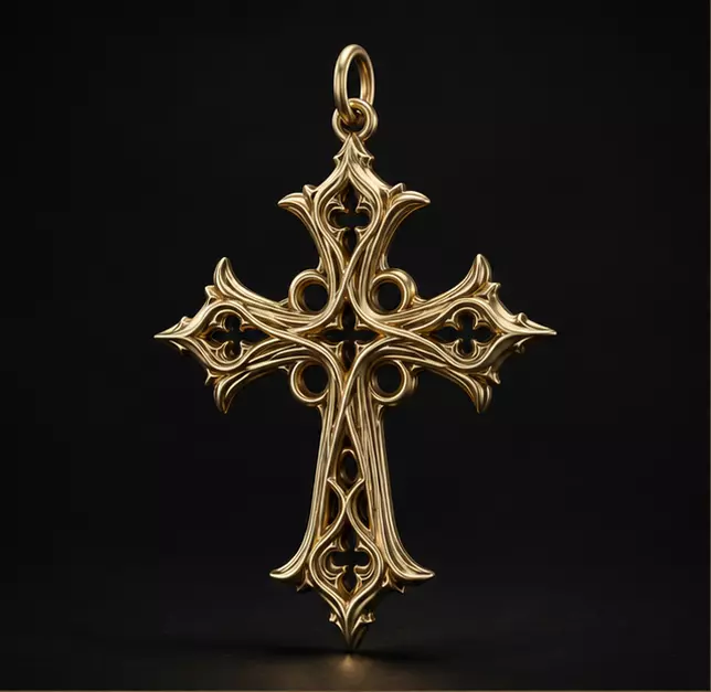 Cathedral Gothic Cross Pendant 3D print model