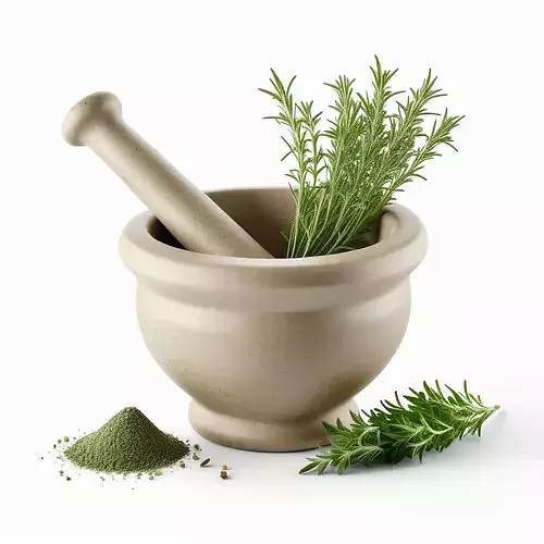 Stone Mortar Pestle Rosemary Set 3D model