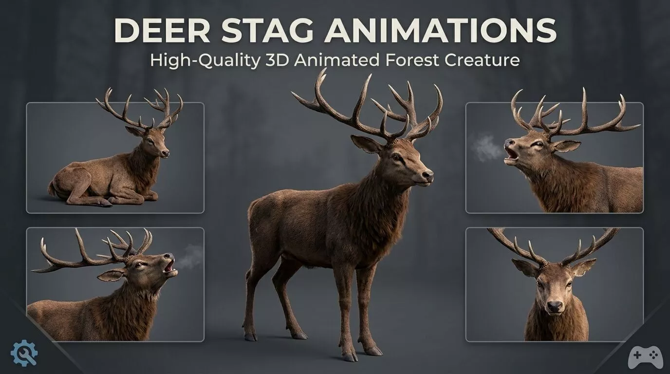 Deer Stag Animations - High-Quality 3D Animated Forest Creature Low-poly 3D model
