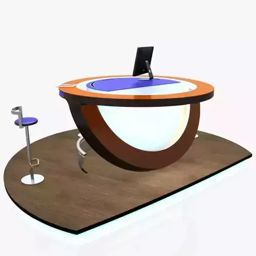 Virtual Tv Studio News Podium Desk Chair Imac27 Ipad2 3D model