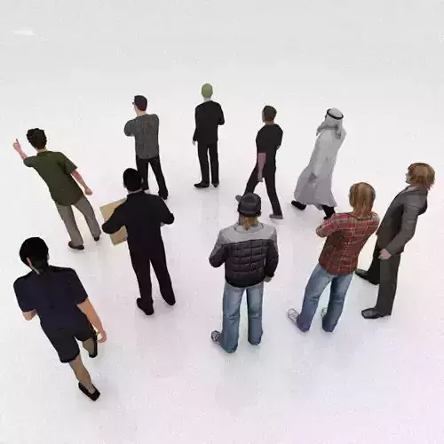 10 low -high poly people 3D model