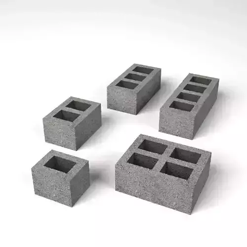 Bricks set of concrete blocks Free 3D model