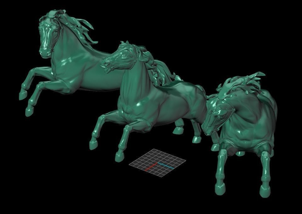 Three horses 3D print model_5