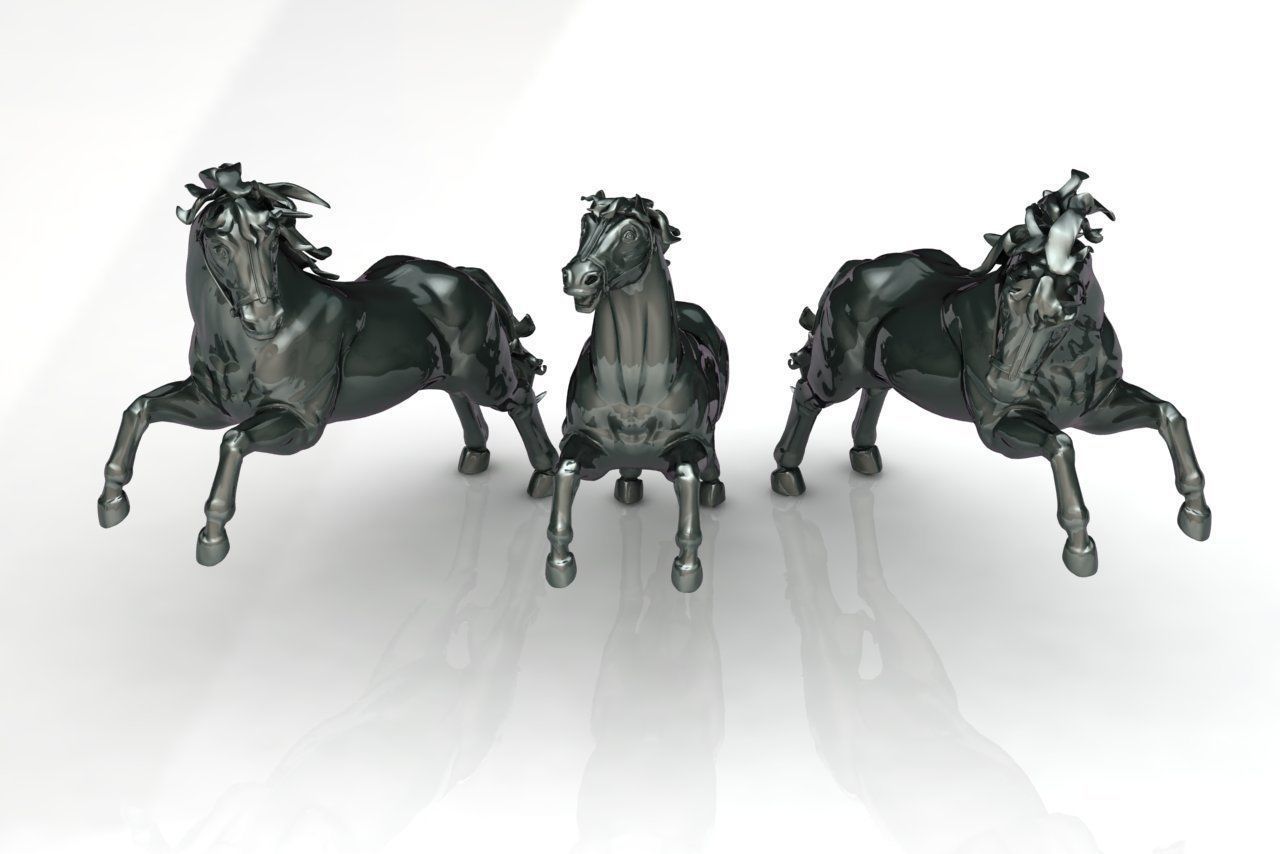 Three horses 3D print model_0