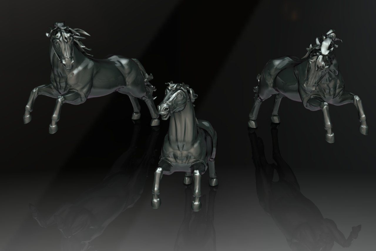 Three horses 3D print model_4