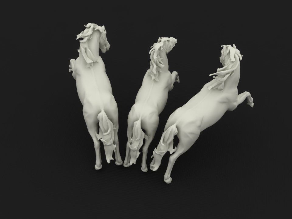 Three horses 3D print model_8