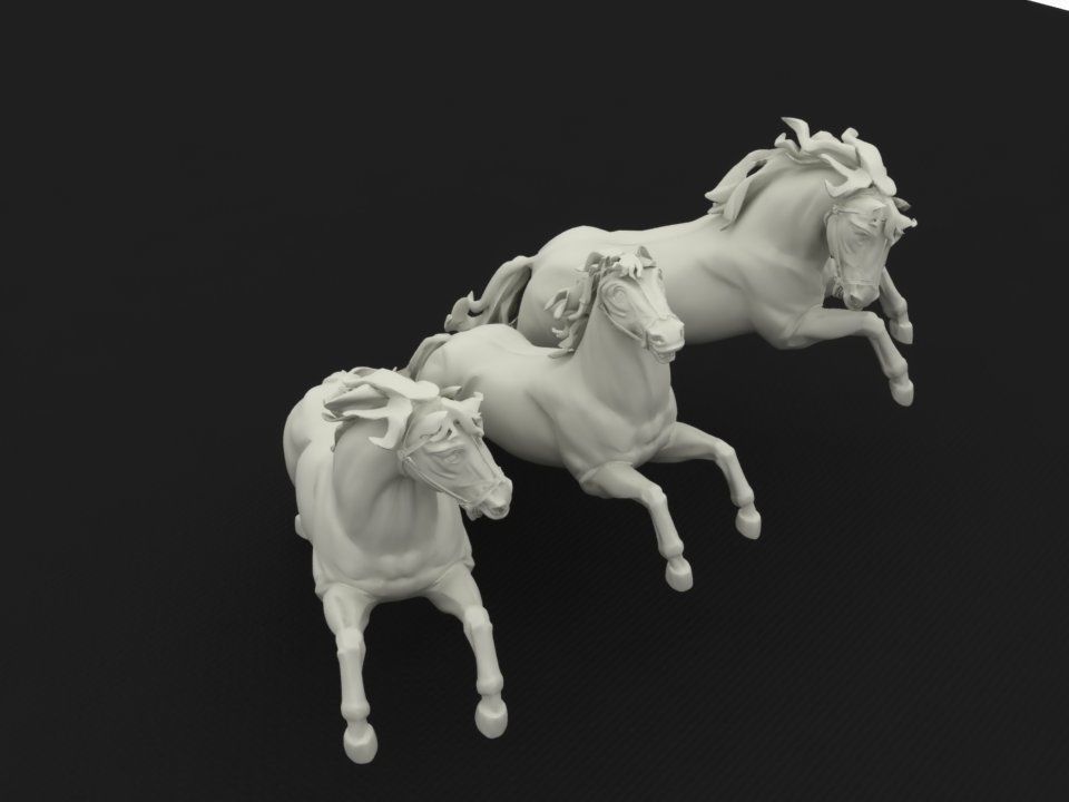 Three horses 3D print model_7