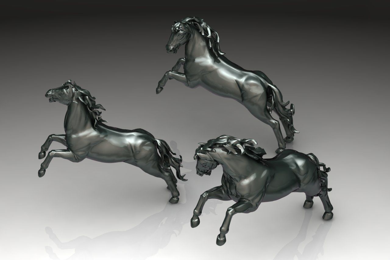 Three horses 3D print model_2