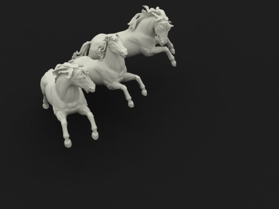 Three horses 3D print model_10