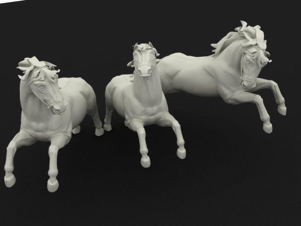 Three horses 3D print model_9