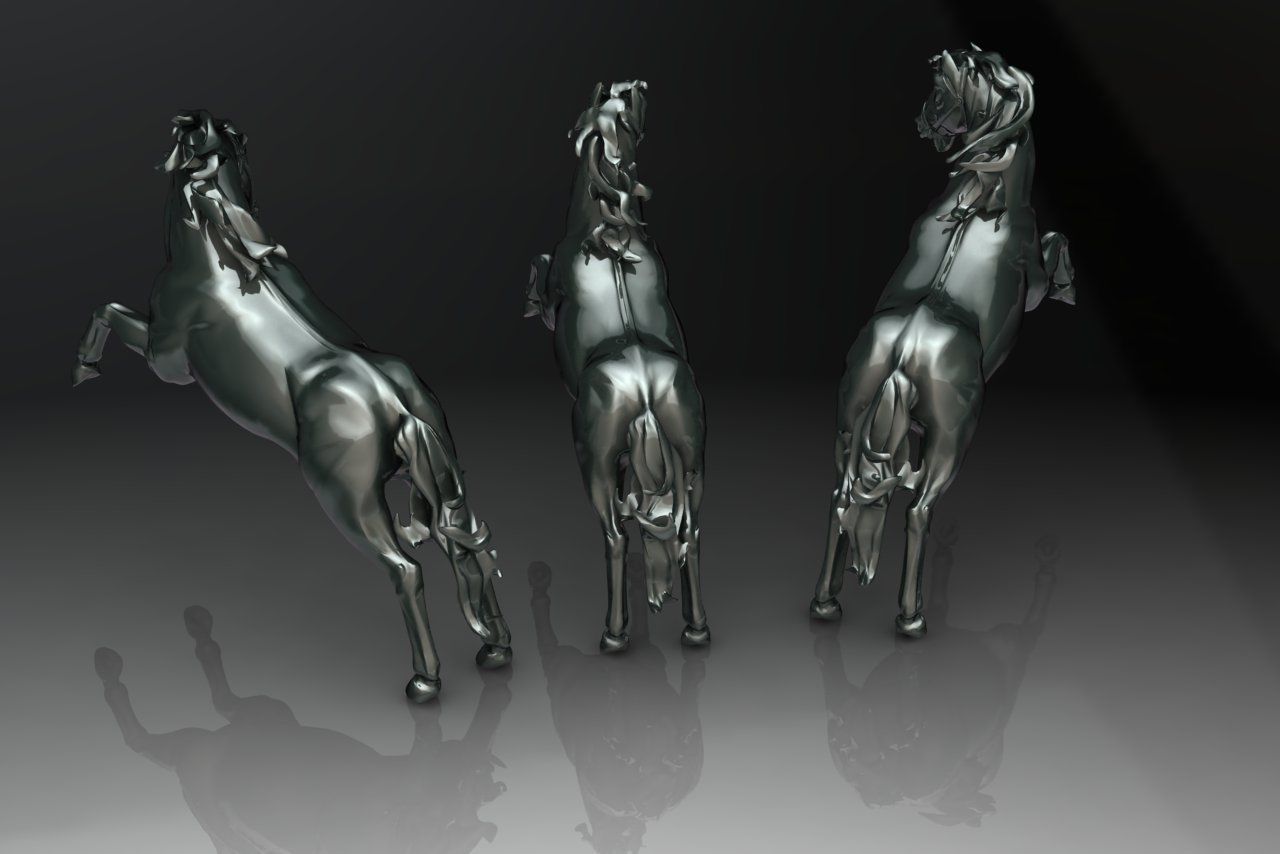 Three horses 3D print model_3