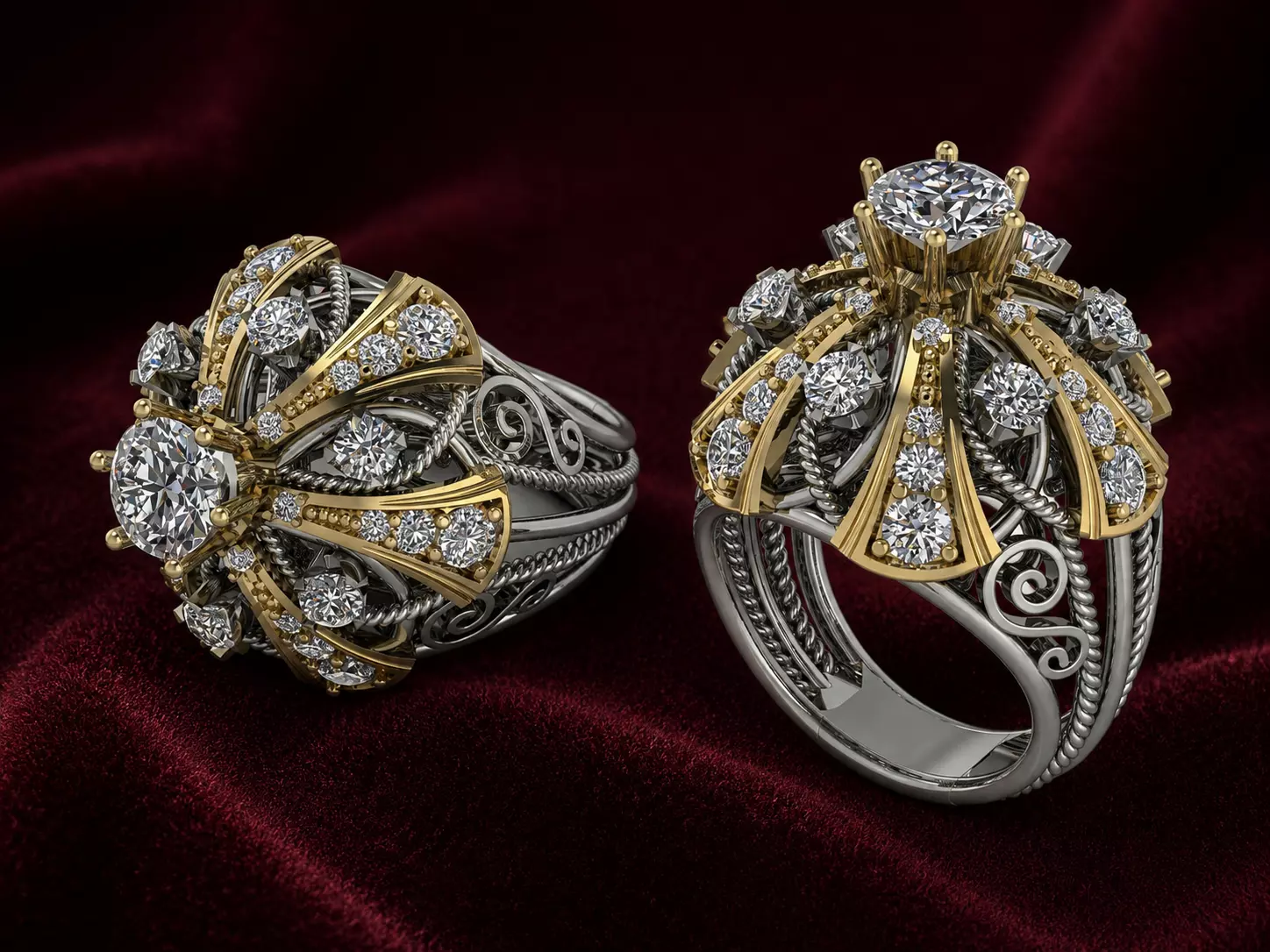 Elegant Ring Luxury Brand Jewelry Gold 3D print model