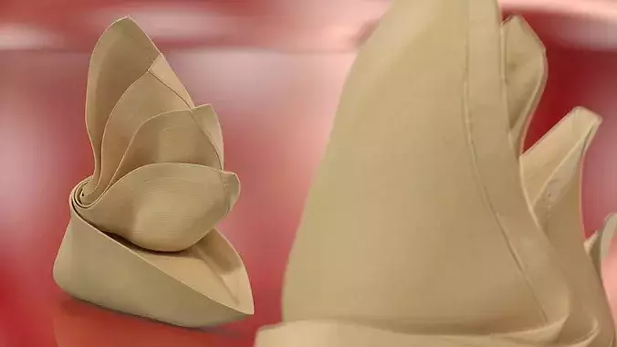 Napkin Folding Lotus Shape Beige 3D model 2