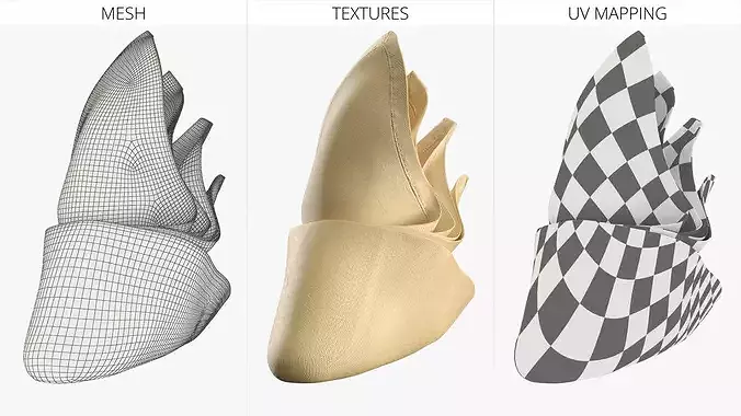 Napkin Folding Lotus Shape Beige 3D model 6