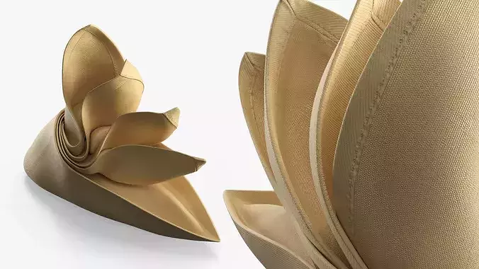 Napkin Folding Lotus Shape Beige 3D model 4