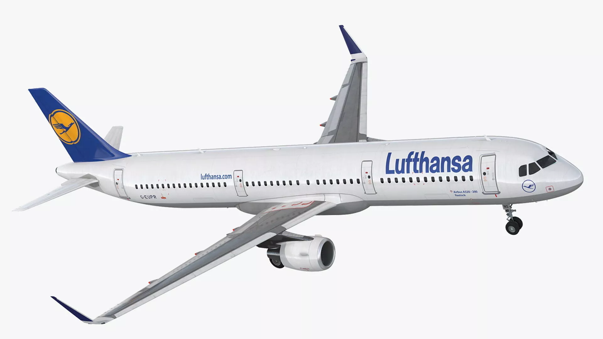 Lufthansa Airbus A321 with Interior and Doors Rigged for Maya 3D model