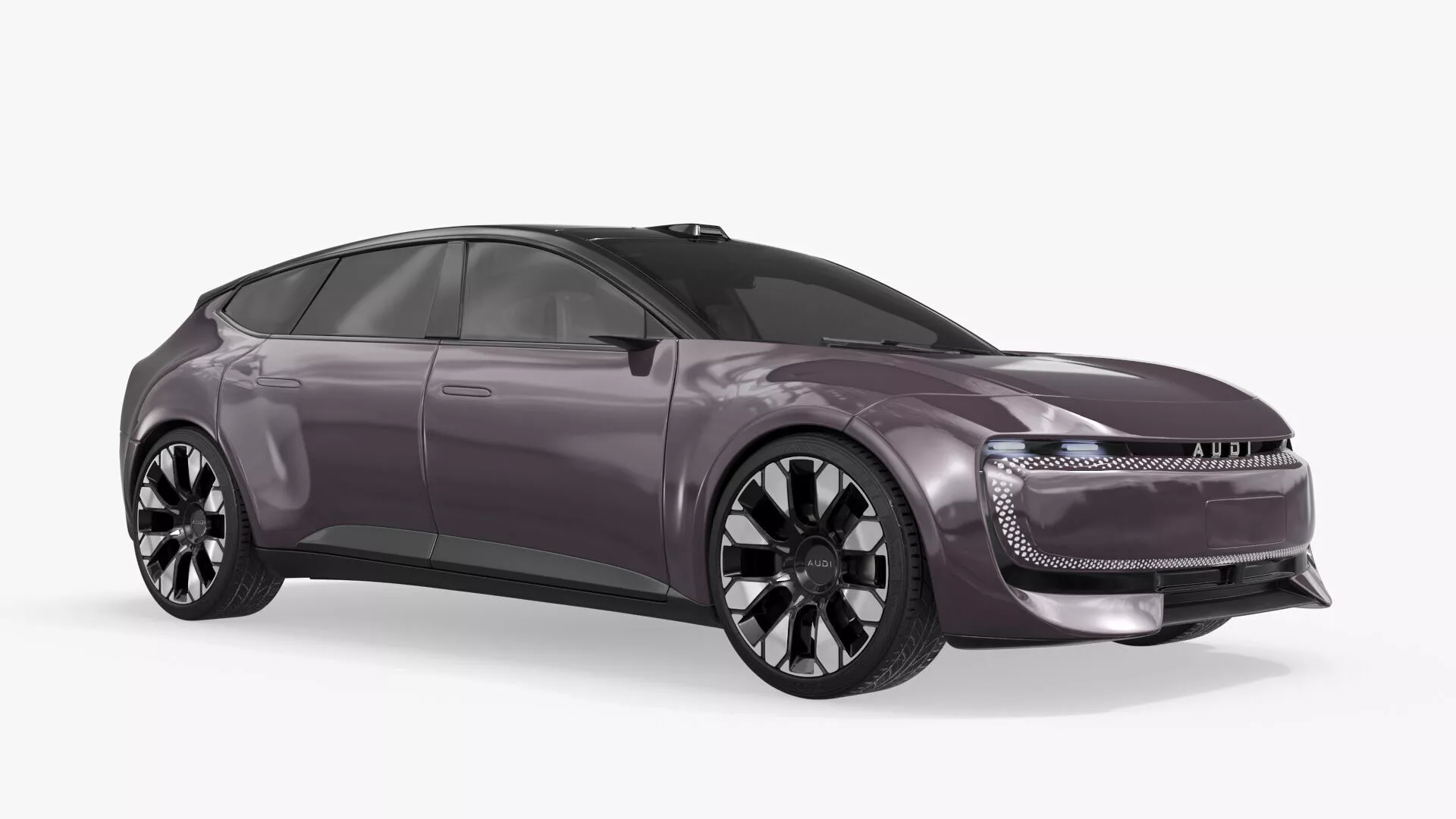 Audi E EV Vehicle Purple Rigged for Maya 3D model