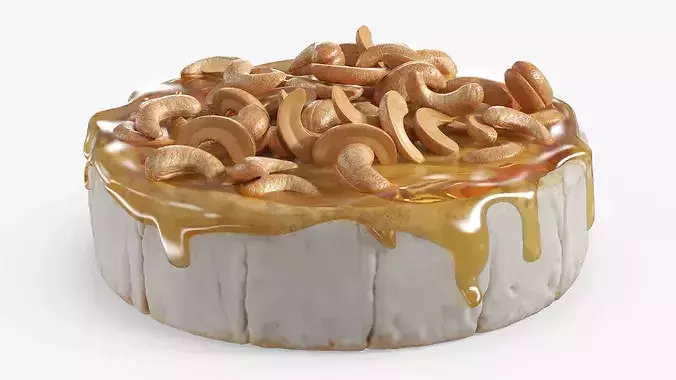 Baked Brie Cheese Wheel with Cashew Nuts and Honey 3D model