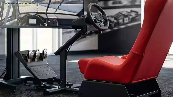 Racing Simulator Steering Wheel with Pedal Set 3D model 3