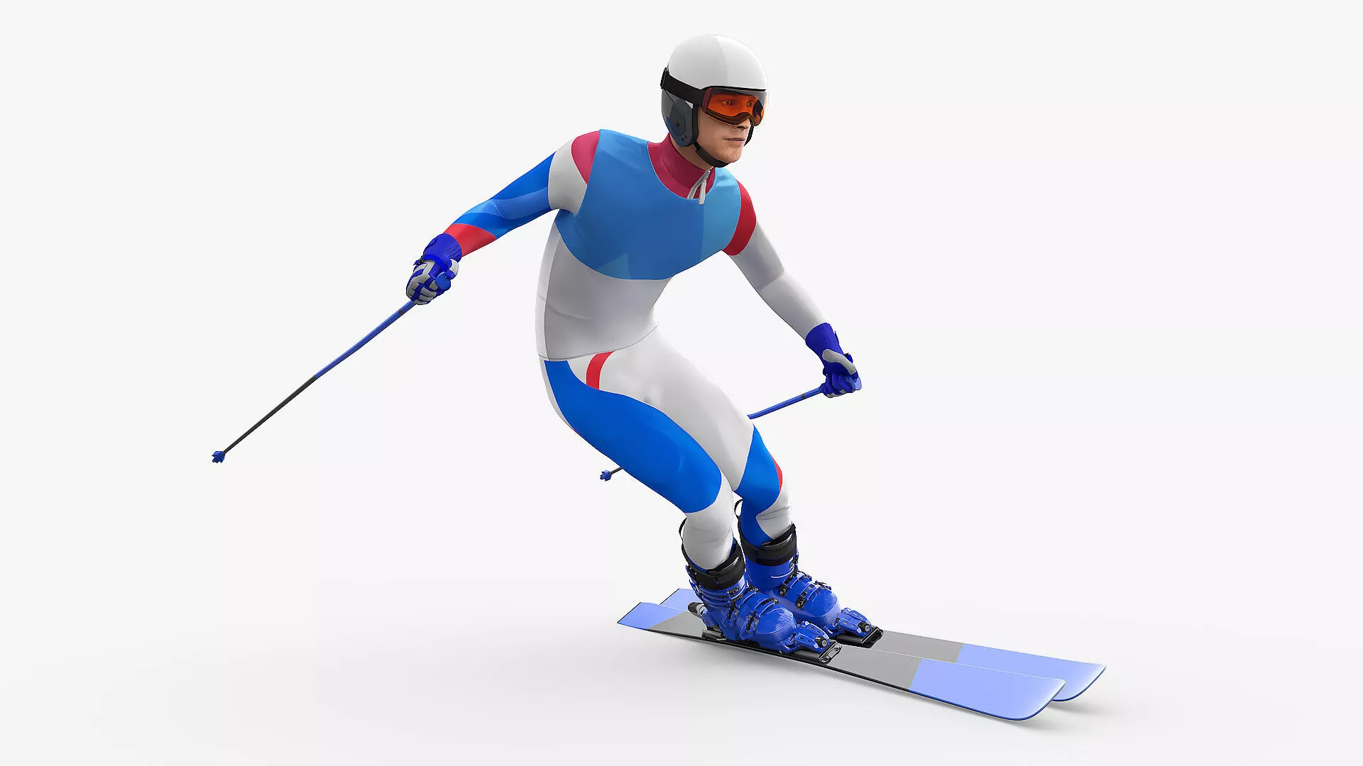 Skier Downhill Wave Ride Animated Rigged For Maya 3D model