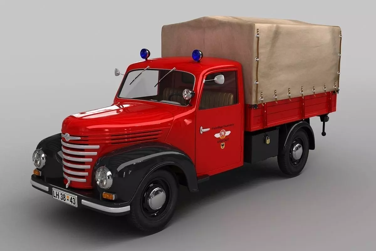Barkas Framo V901 Fire Truck 3D model_0