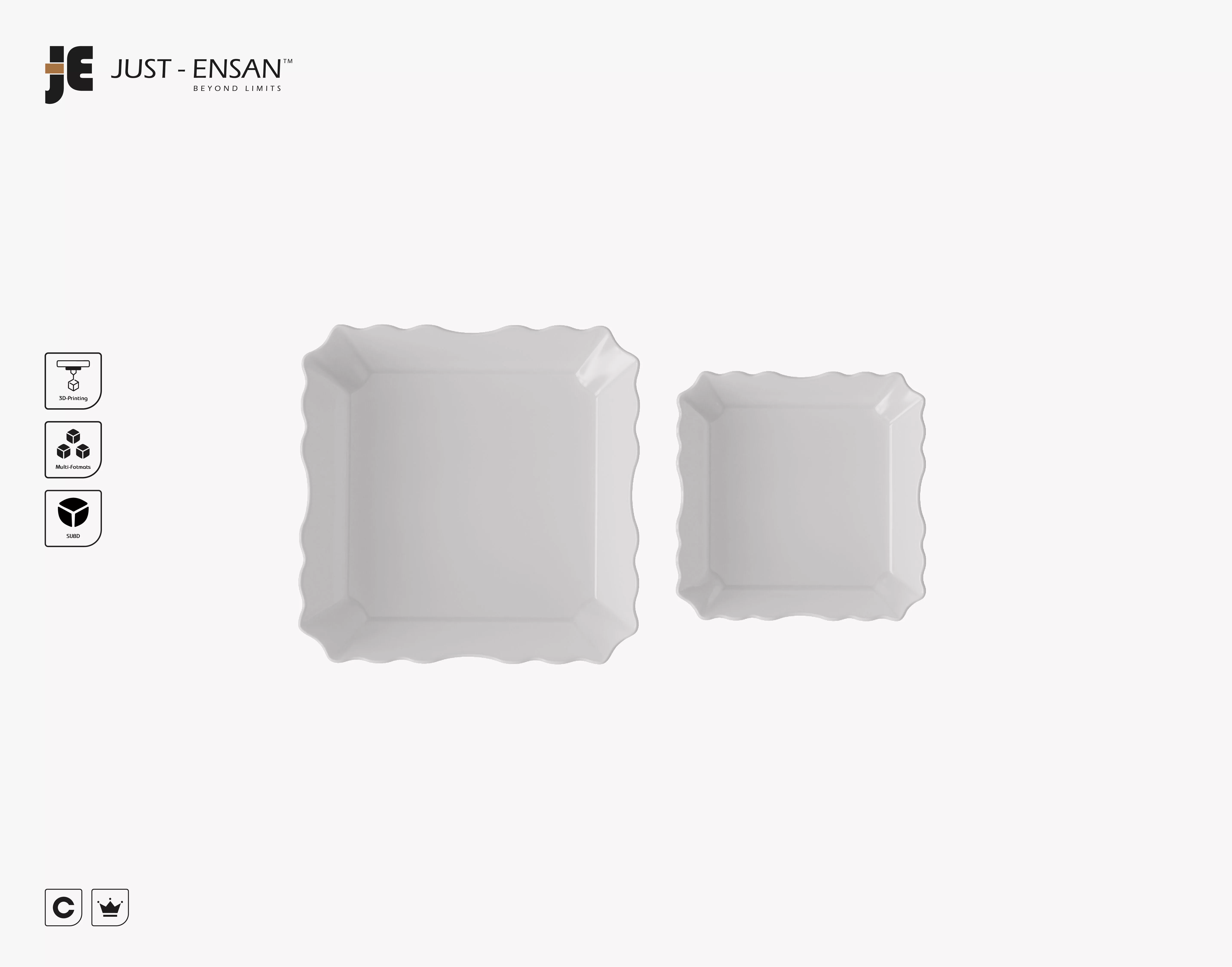 Minimal Square Dinner Set - 3D Printable Main and Side Plate Free 3D print model