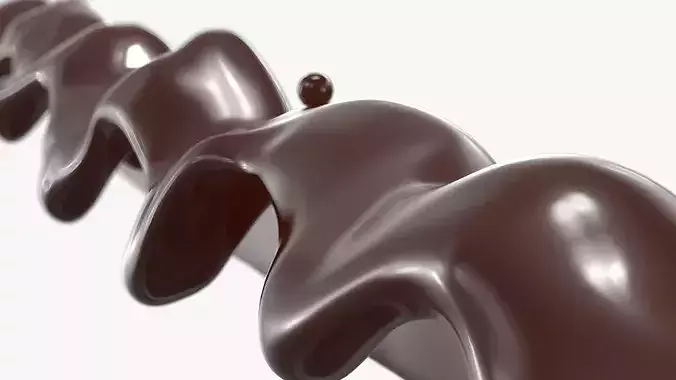 Liquid Dark Chocolate Drips Set 3D model 6