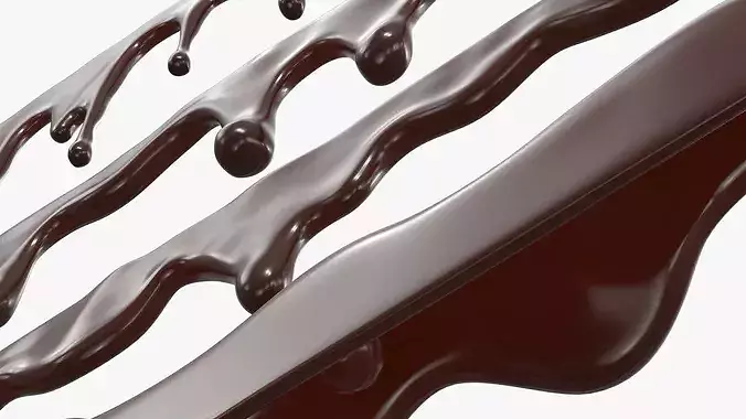 Liquid Dark Chocolate Drips Set 3D model 4