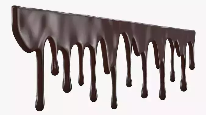 Liquid Dark Chocolate Drips Set 3D model 5
