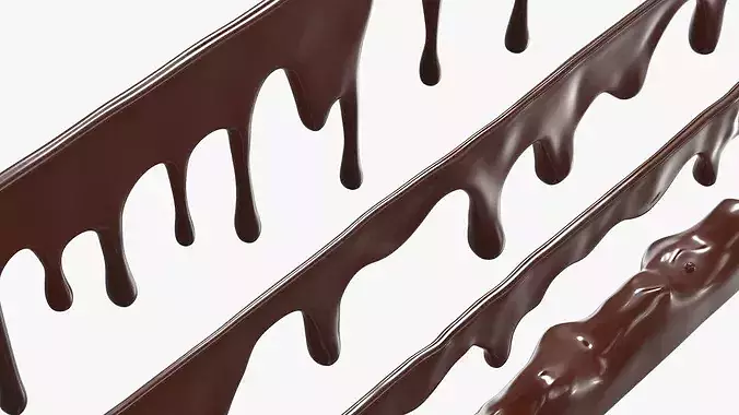 Liquid Dark Chocolate Drips Set 3D model 3