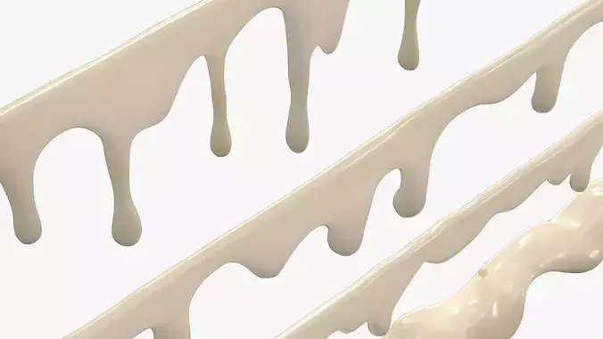 White Chocolate Drips Set 3D model 3